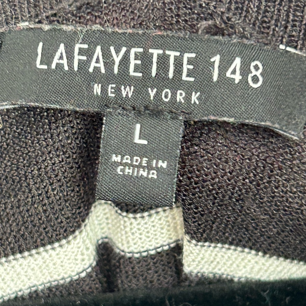 LAFAYETTE 148 New York Stripe Raglan Sweater - Black & “Ash” color - size L - Picture 10 of 15